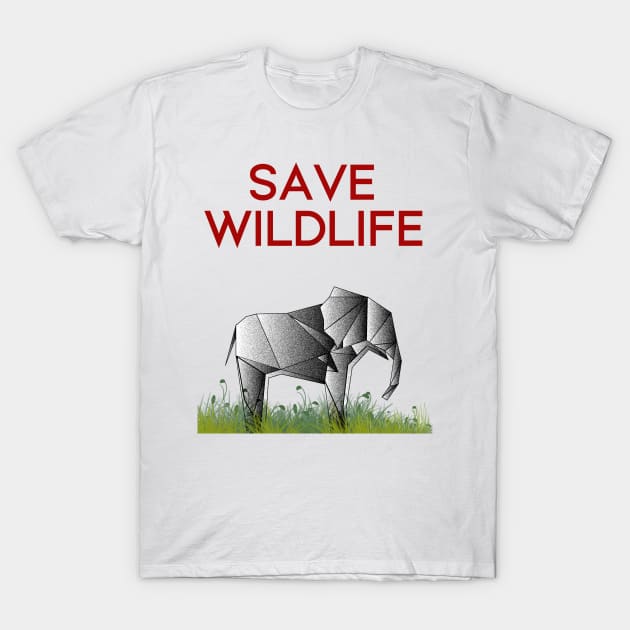 Save Wildlife - Origami Elephant T-Shirt by Raimondi